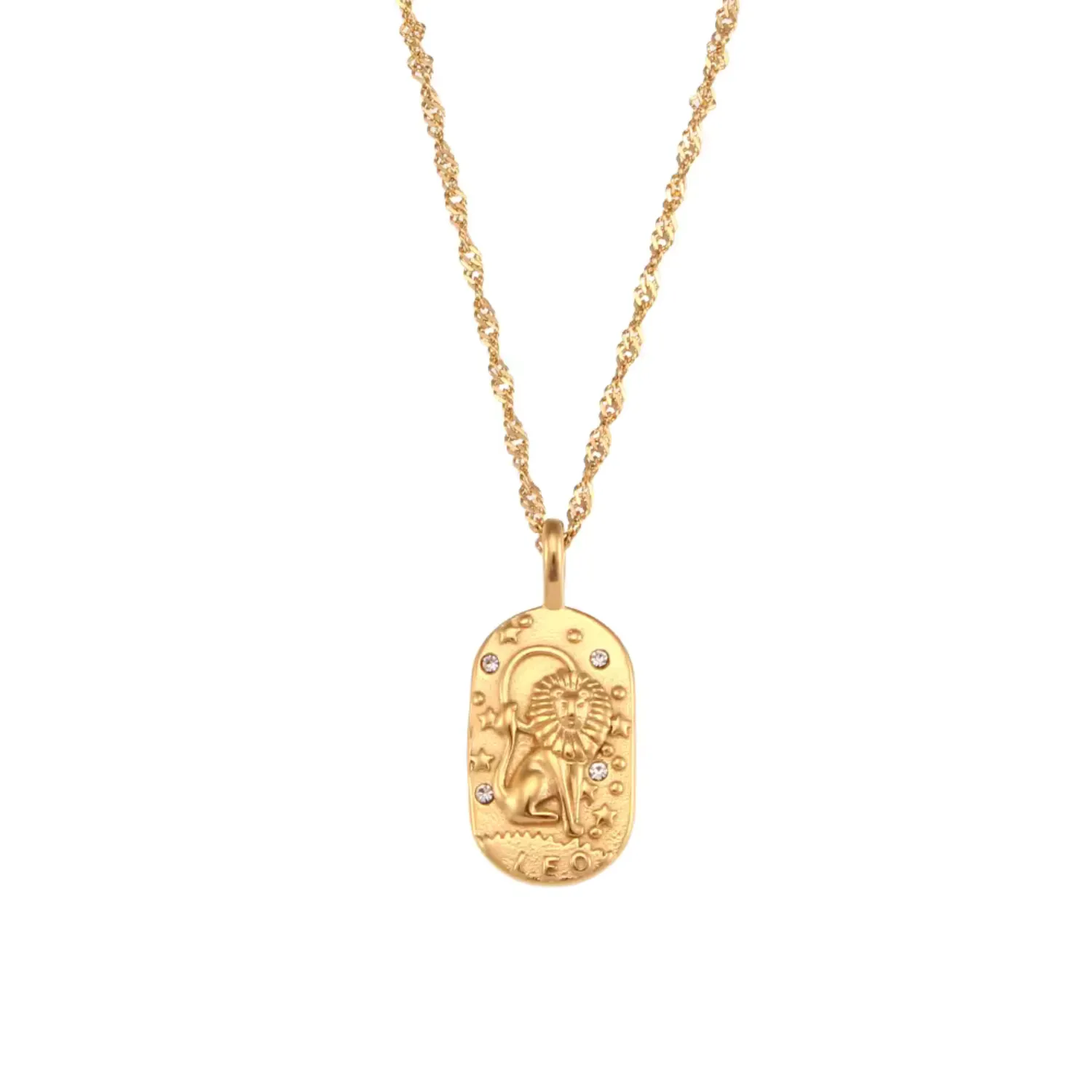 Zodiac Embossed Necklace w/ Cubic Zircons